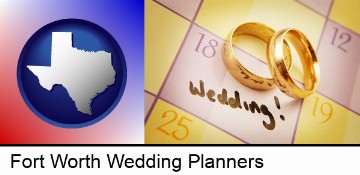 wedding day plans, with gold wedding rings in Fort Worth, TX
