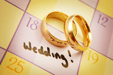 wedding day plans, with gold wedding rings