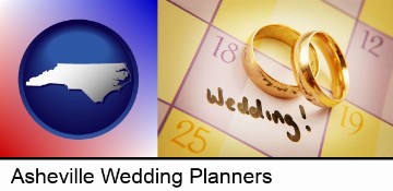 wedding day plans, with gold wedding rings in Asheville, NC