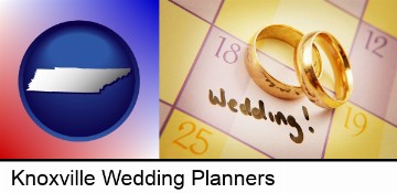 wedding day plans, with gold wedding rings in Knoxville, TN