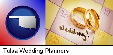 wedding day plans, with gold wedding rings in Tulsa, OK